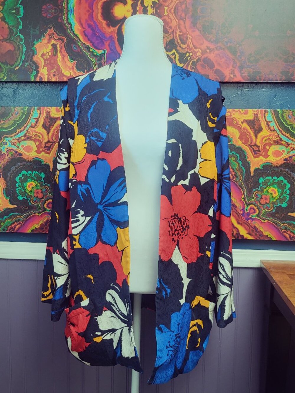 Flora Kung ~ Sz 4 ~ 100% Silk ~ Vintage Floral Jacket ~ Excellent Condition